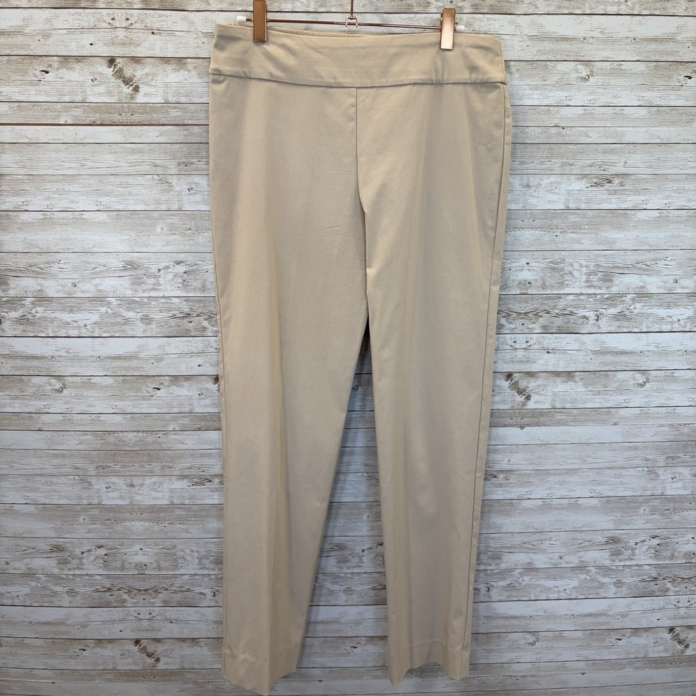 Krazy Larry Womens 10 Pants Beige Pull On Stretch Straight Leg Made in USA